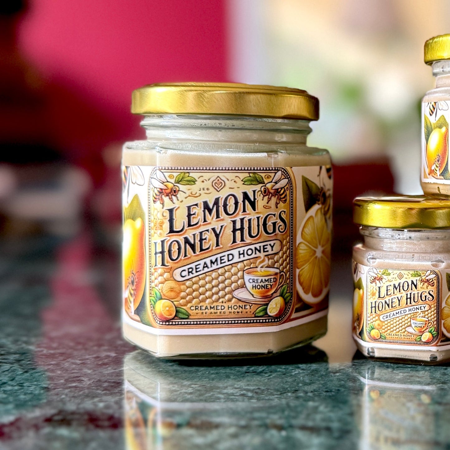 Lemon Honey Hugs – 6oz Gourmet Glass Jar | Tangy Lemon & Honey Spread, Perfect for Toast, Scones, Pastries & Gifts - English Creamed Honey