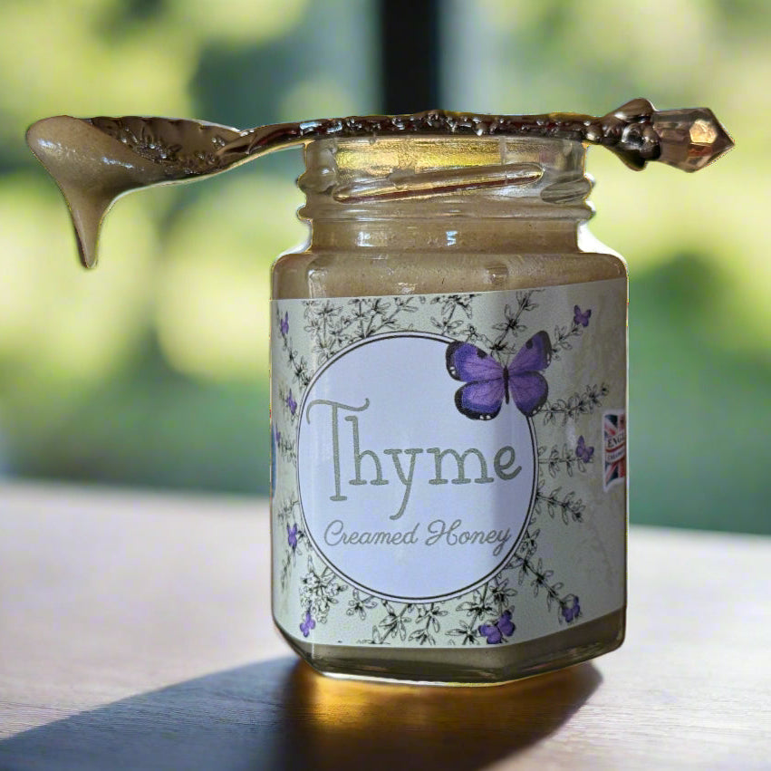 Greek Organic Thyme Creamed Honey – Herbal Gourmet Honey Spread in 4oz Jar - English Creamed Honey