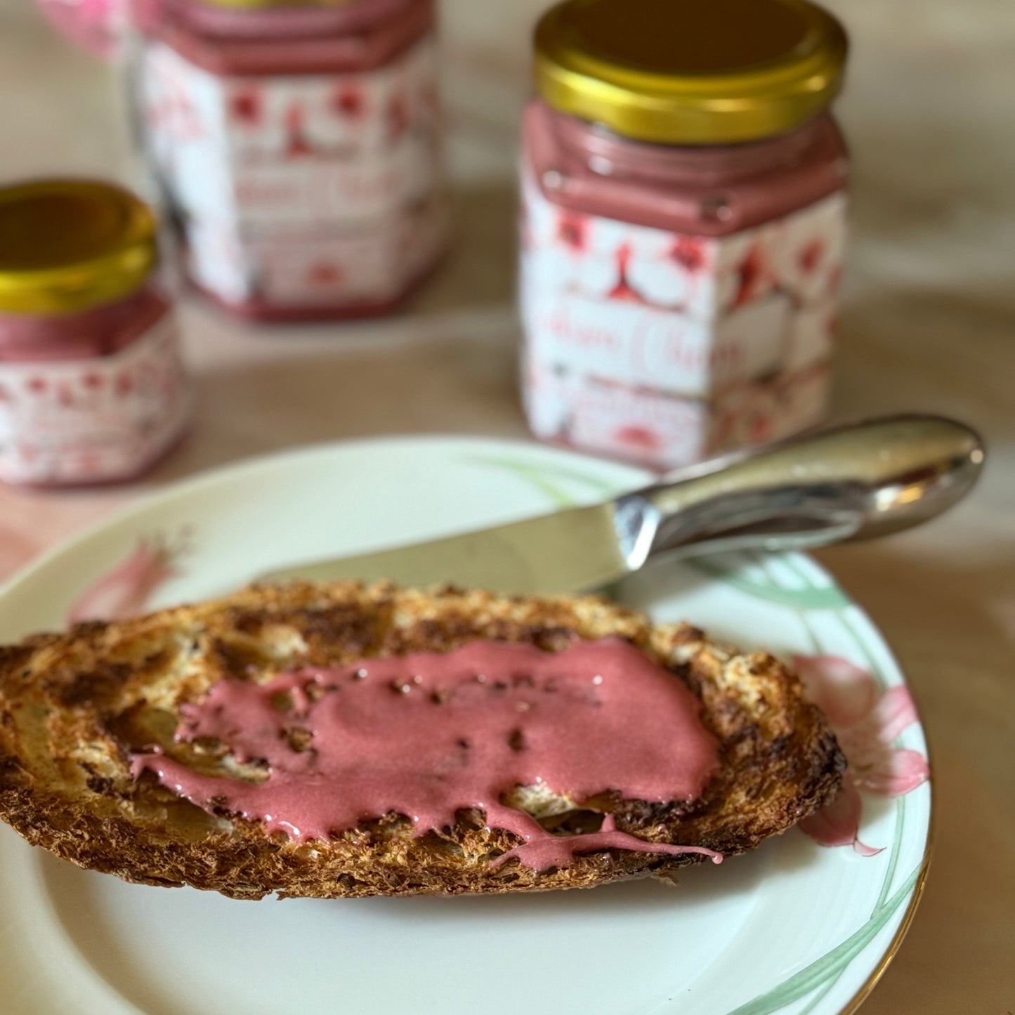 Limited Edition Sakura Cherry Honey – 6oz Glass Hexagon Jar, Spring-Inspired Flavor