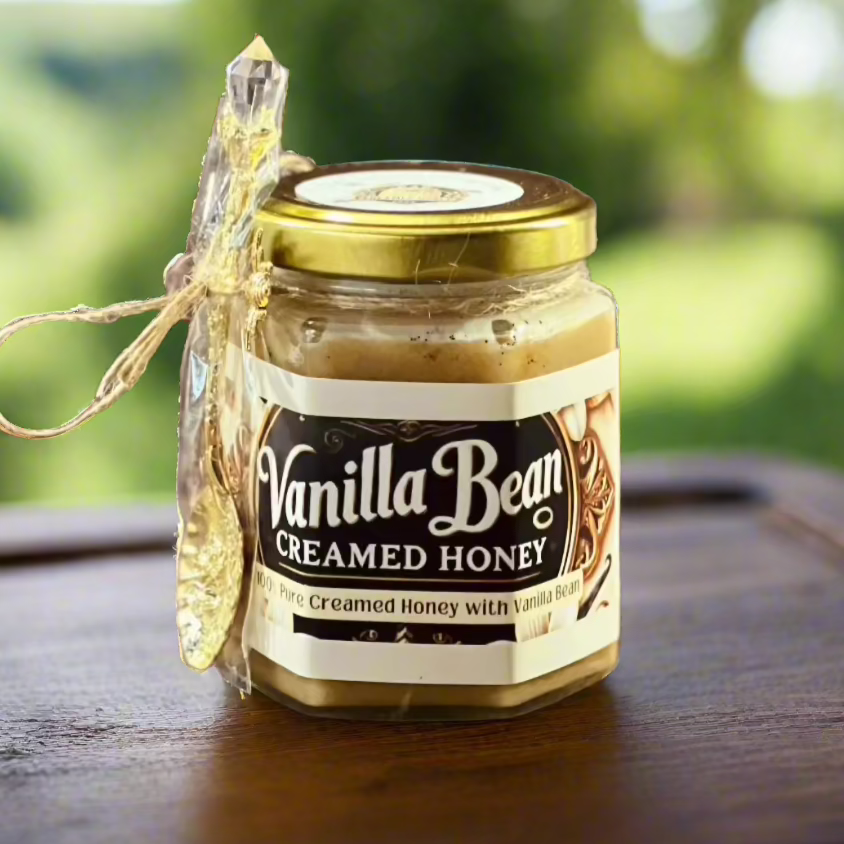 Gourmet Vanilla Bean Creamed Honey β 6oz Glass Jar, Perfect for Your Baking Pantry