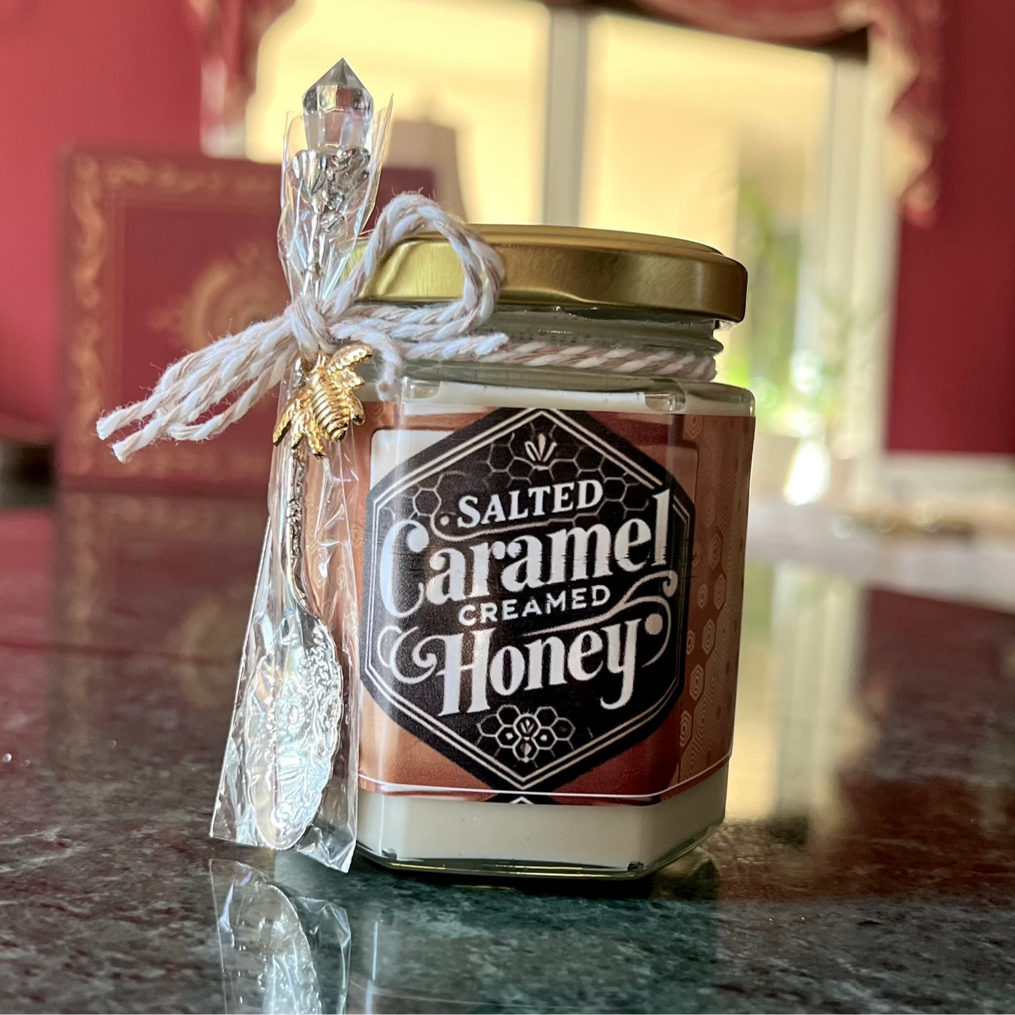 Salted Caramel Creamed Honey β 6oz Gourmet Glass Jar | Perfect Gift for Holidays, Birthdays & Special Occasions