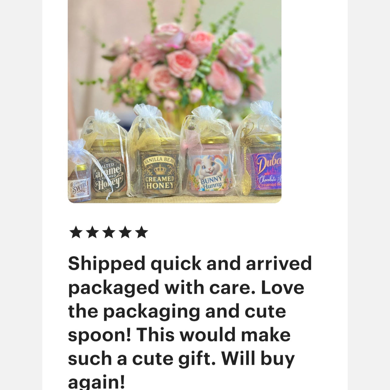 Five-Star Customer Review for Vanilla Bean Creamed Honey β Verified Feedback on Flavor, Texture, and Gift Presentation