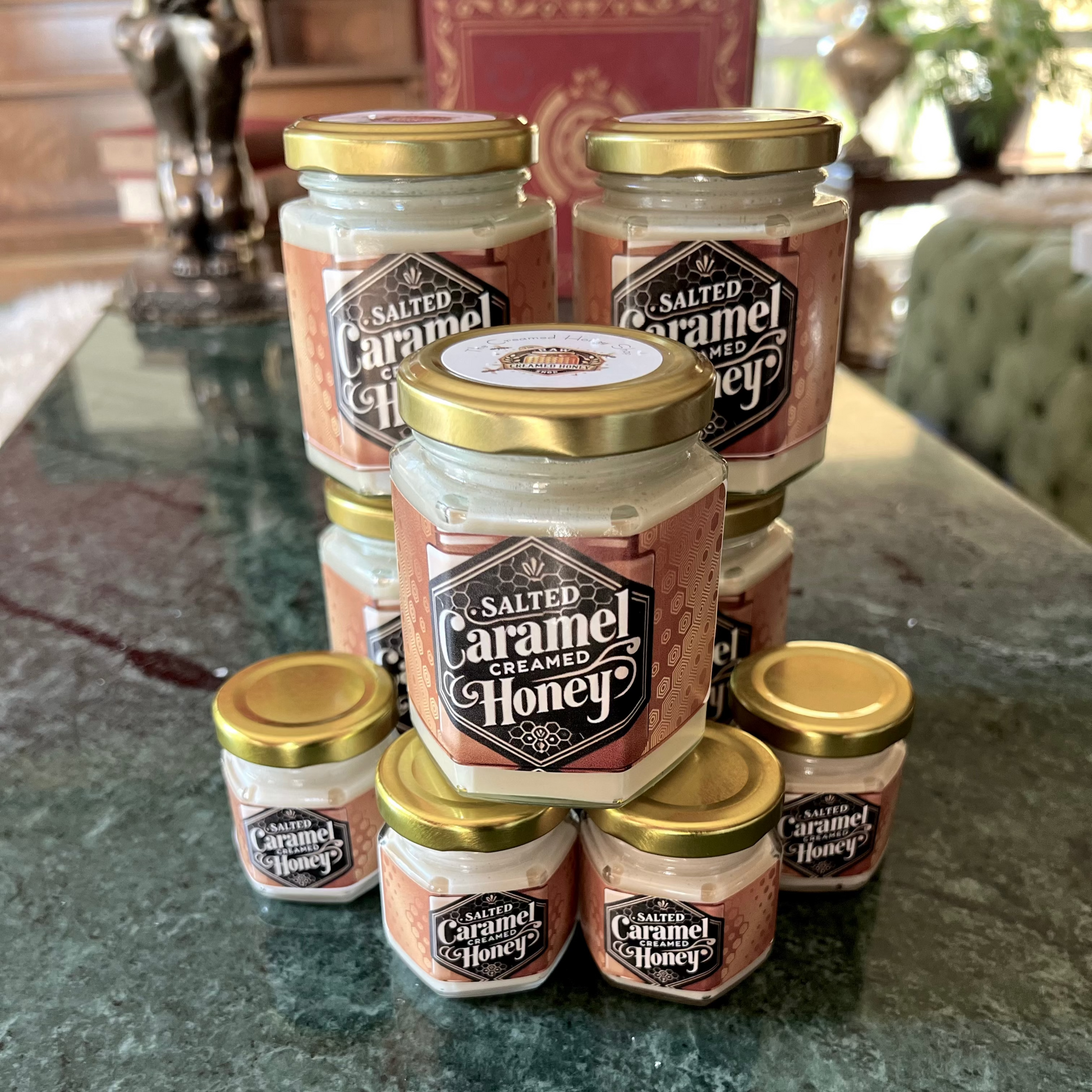 6oz Gourmet Salted Caramel Creamed Honey – Sweet and Salty, The Perfect Gift for Food Lovers