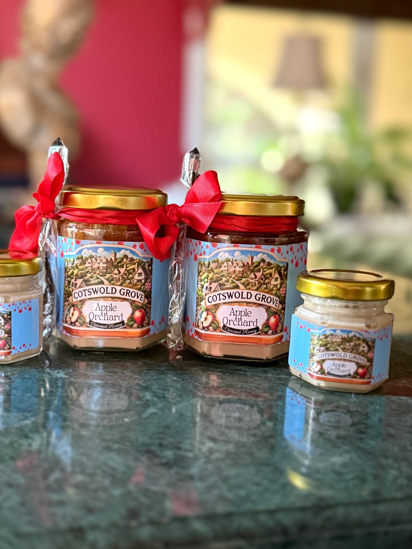 Cotswold Grove Apple Creamed Honey with Caramelized Honey Layer – 6oz Glass Jar, Perfect for Pancakes, Scones & Yogurt"