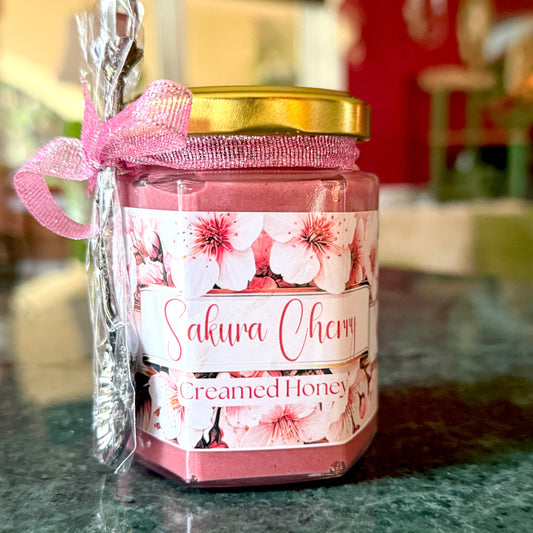 akura Cherry Blossom Honey – 6oz Glass Hexagon Jar | Limited Edition Gourmet Honey