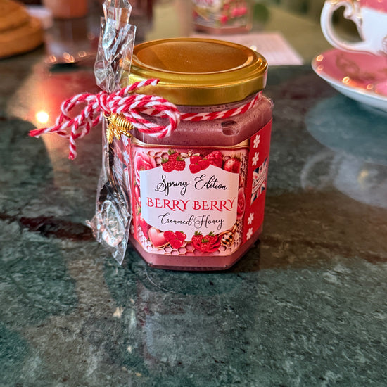 Berry Berry Creamed Honey Gift – 6oz Gourmet Glass Jar, Raspberry & Strawberry Flavored